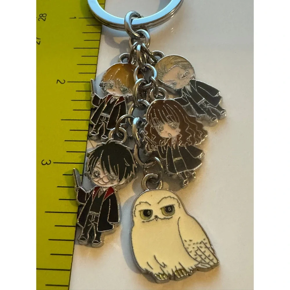 Harry Potter Chibi Enamel Charm Keychain Harry Hermione Ron Draco Hedwig Silver
